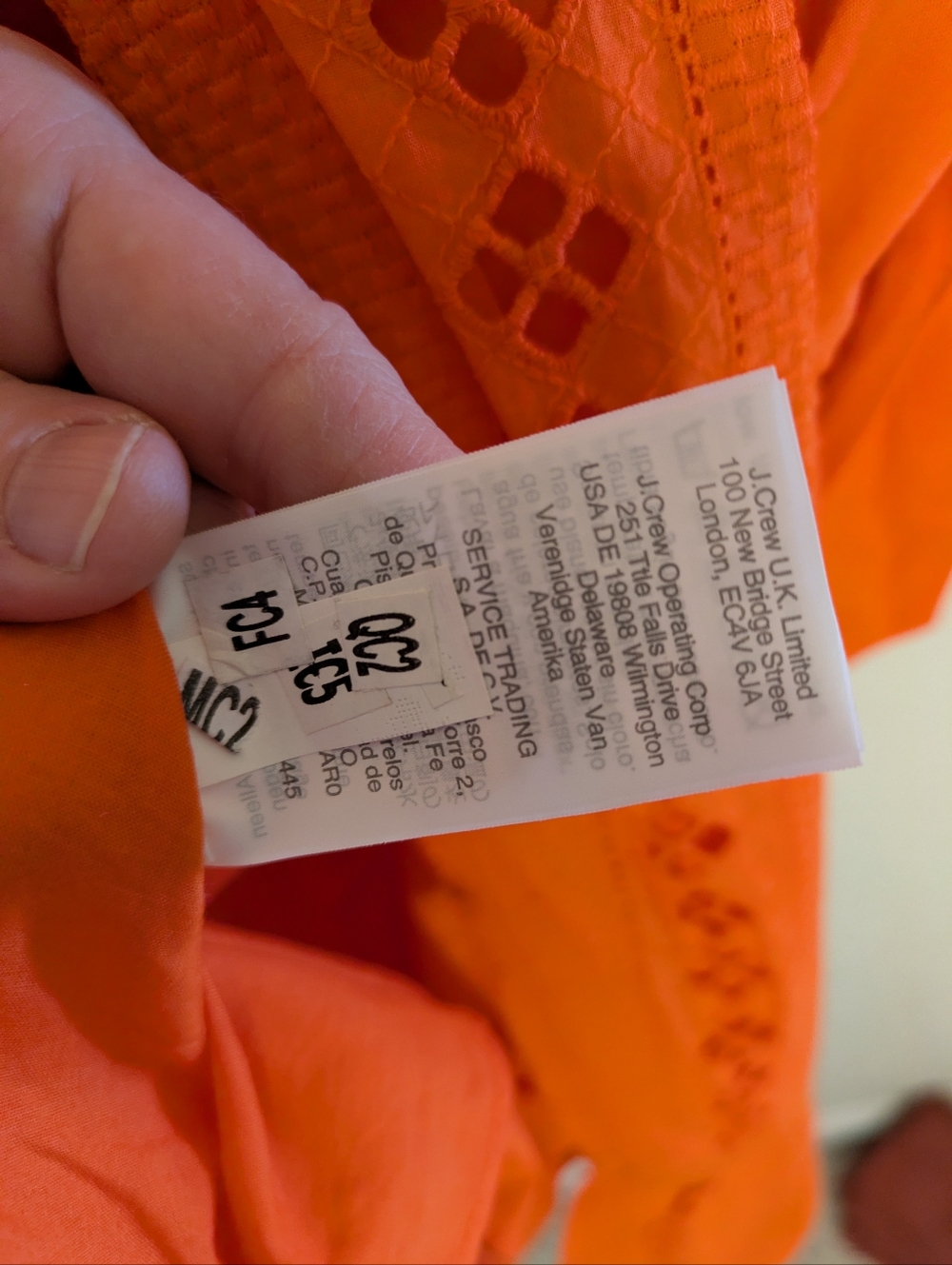 J. Crew Orange Eyelet Wrap Midi Dress with Waist Tie - Picture 11 of 12